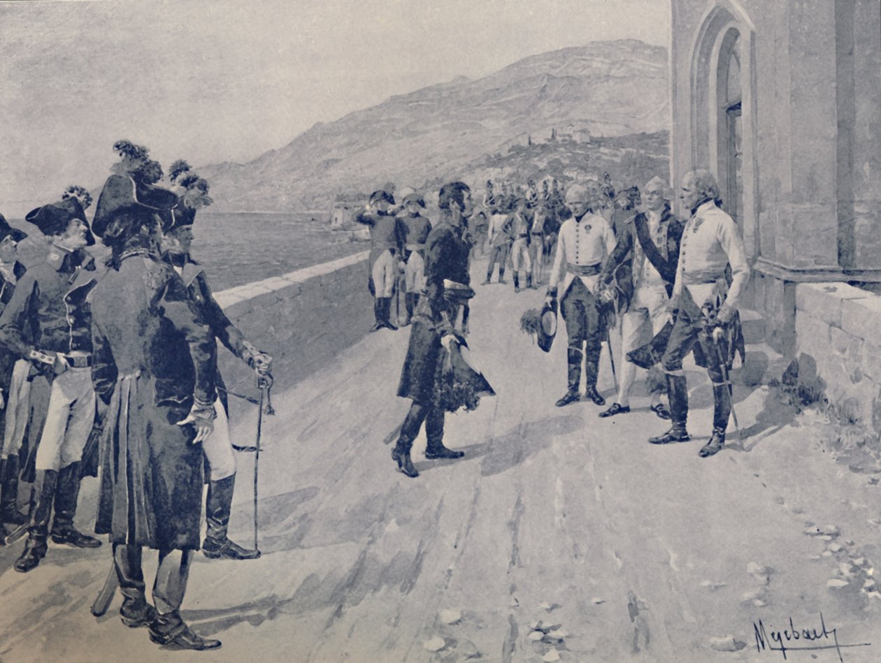 Arrangere til Massénas Capitulation i Cornigliano, nær Genova, 1896 af Unbekannt