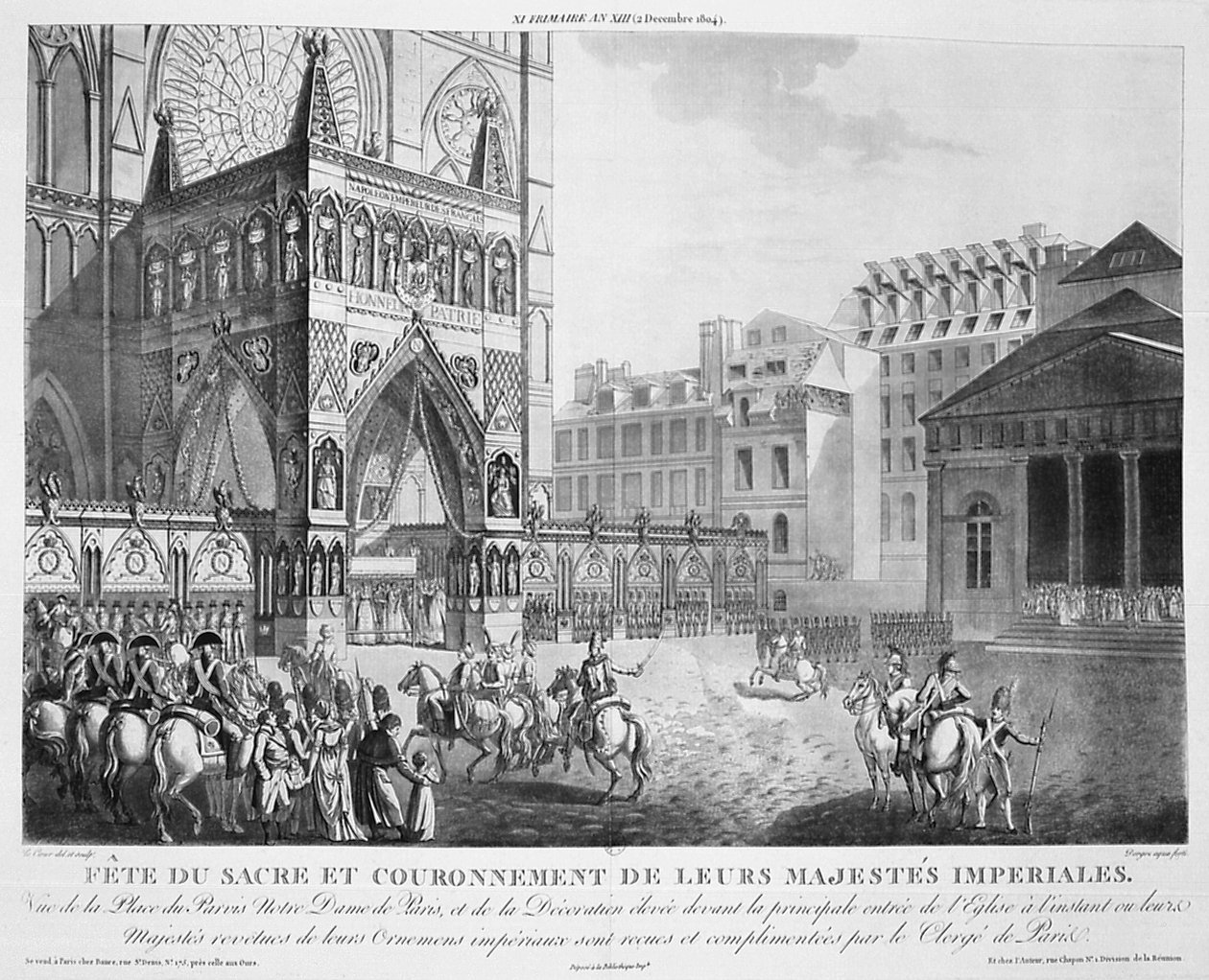 Ankomst til Notre Dame, 2. december, 1804, 19. århundrede af Unbekannt