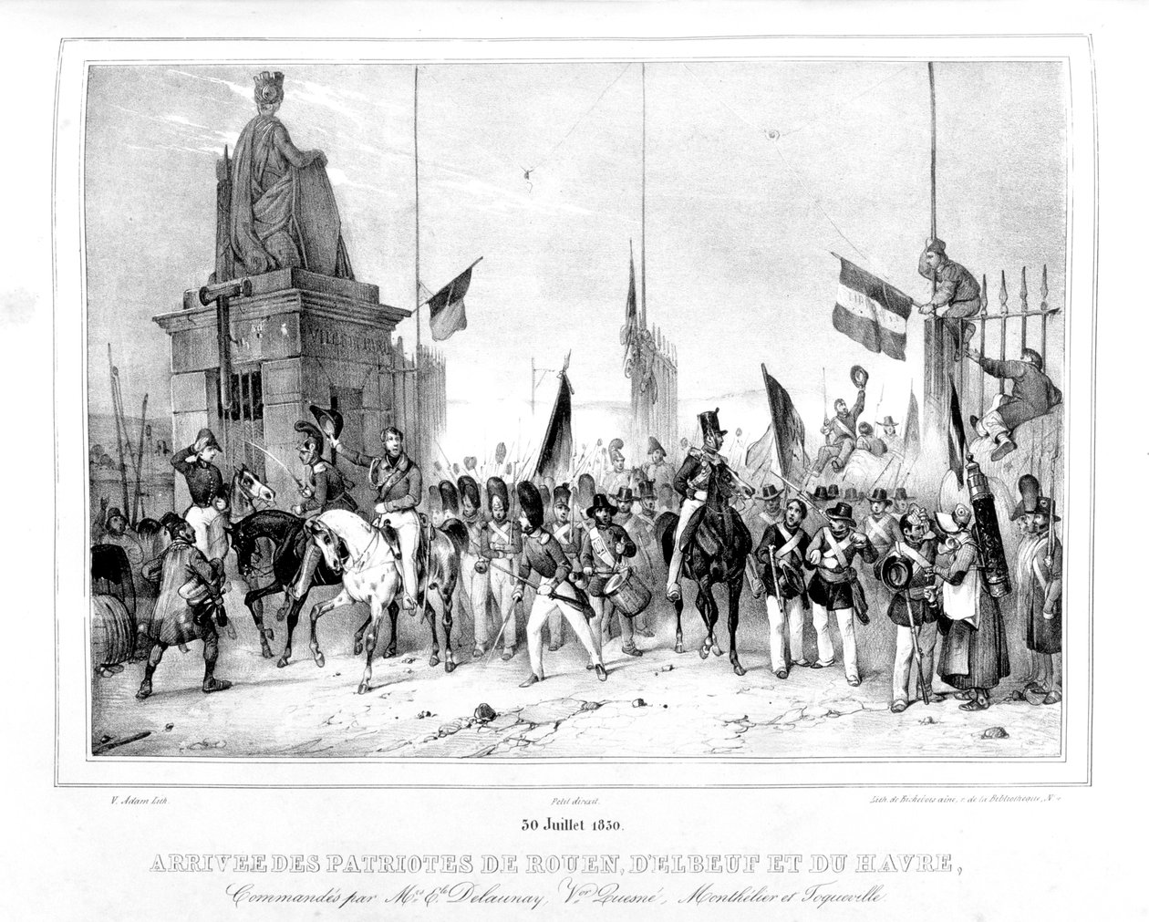 Ankomst af patrioterne i Rouen, Elbeut og Le Havre, Paris, 30. juli 1830 af Unbekannt
