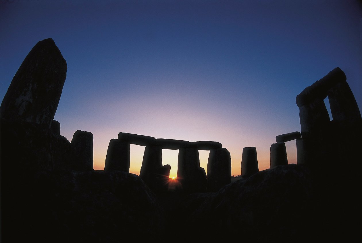 Neolitisk kunst: (bronzealder): udsigt over Stonehenge-stedet (ca. 1700-1300 f.Kr.) Amesbury, England af Unbekannt
