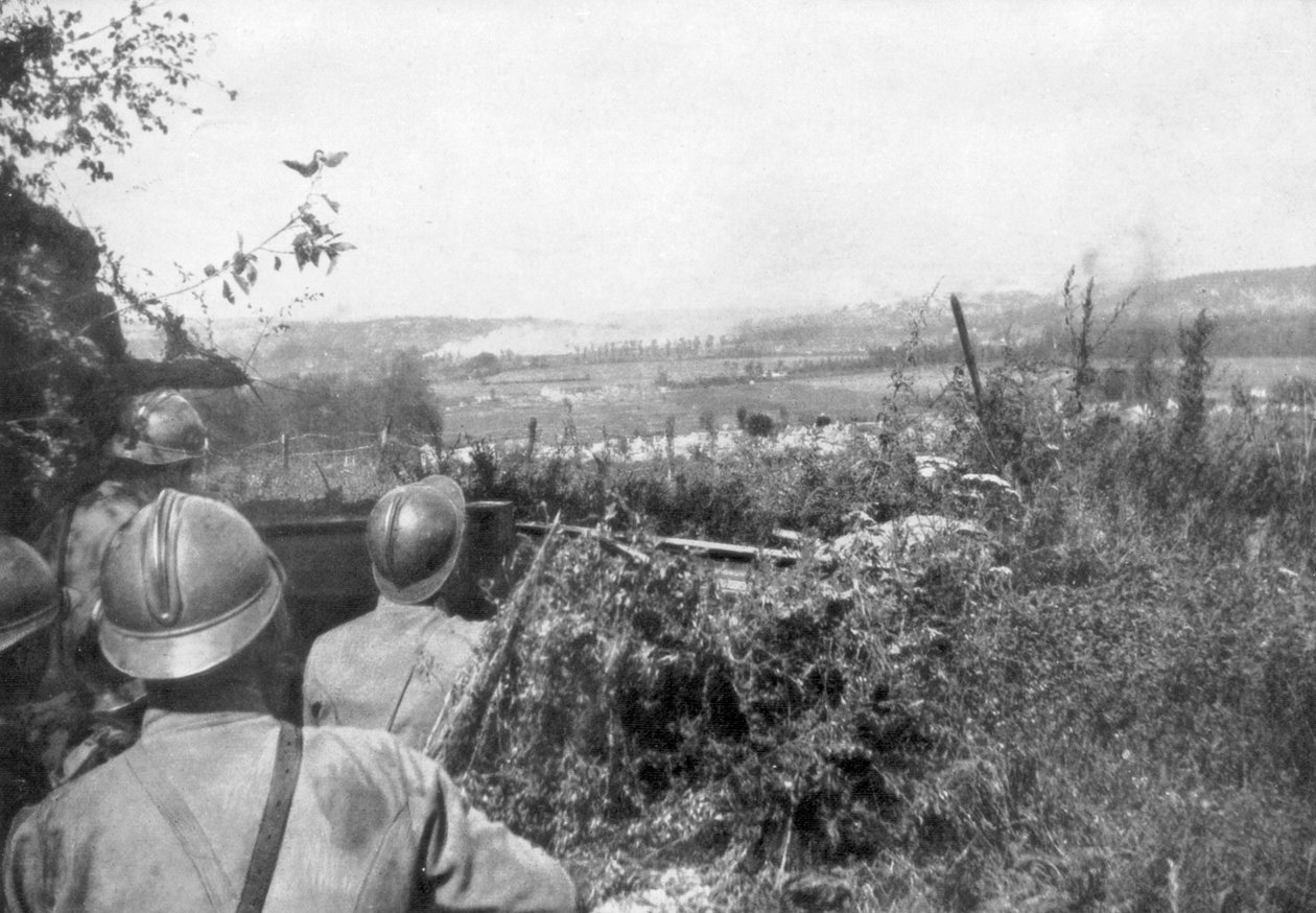 Artilleri spærreild før en fremrykning, Aisne, Frankrig, 2. september 1918 af Unbekannt