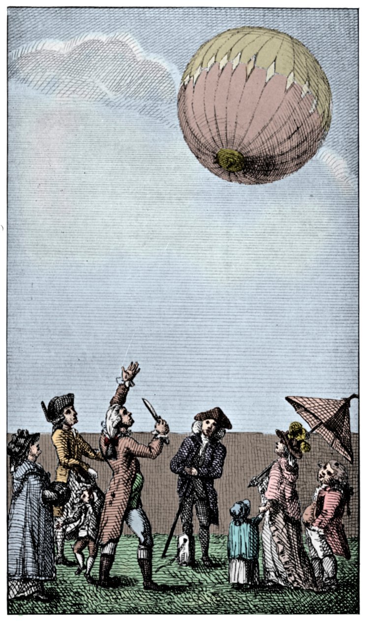 Ascension af en Montgolfier-ballon, slutningen af det 18. århundrede, 1910. af Unbekannt