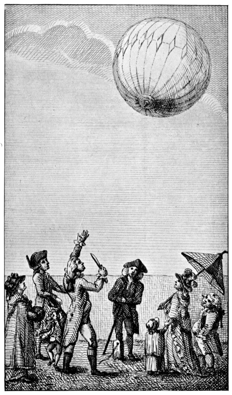 Ascension af en Montgolfier-ballon, slutningen af det 18. århundrede, 1910 af Unbekannt