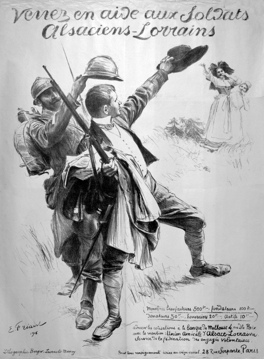 Hjælp de alsaciske soldater, fransk plakat fra første verdenskrig, 1916 af Unbekannt