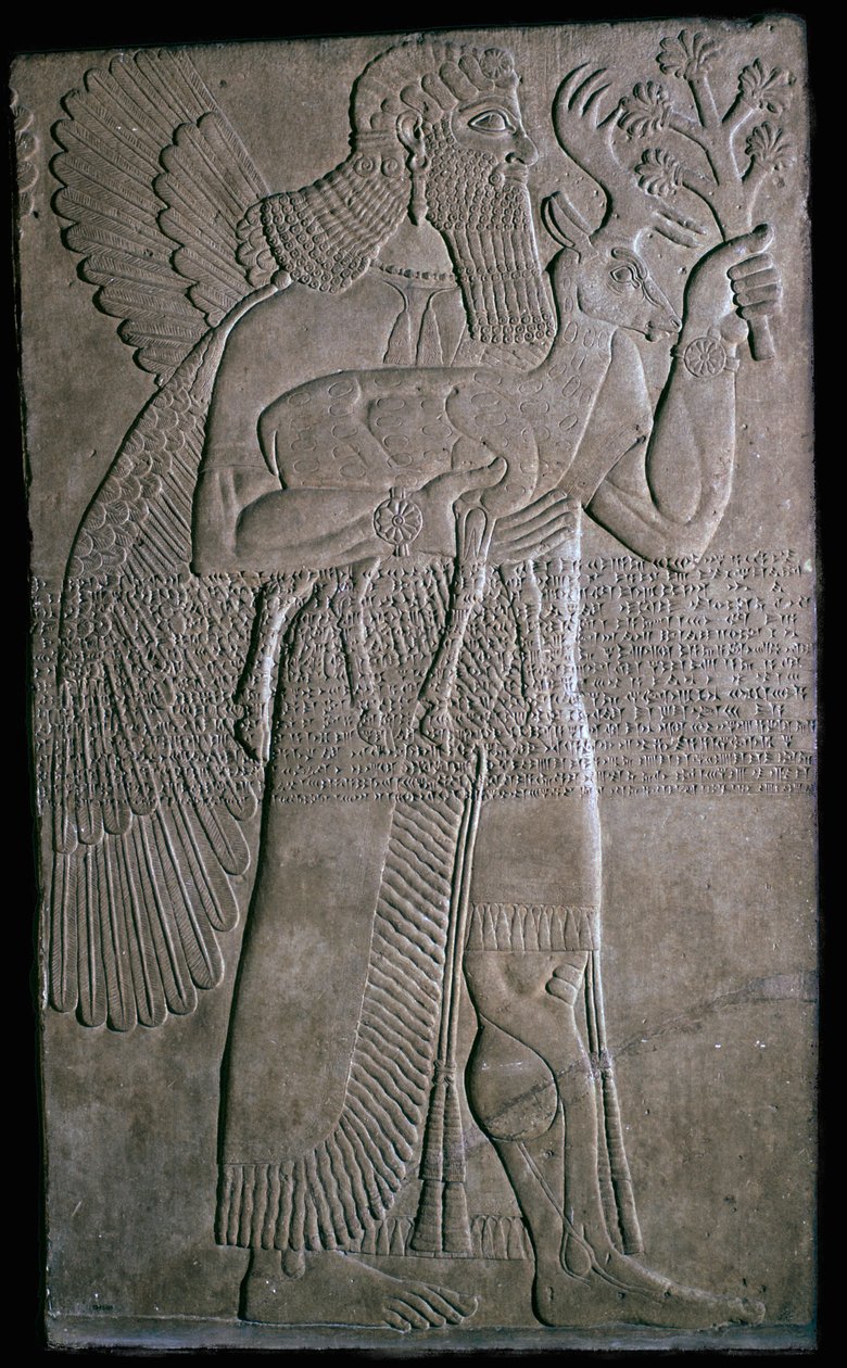 Assyrisk relief af en bevinget figur, 9. århundrede f.Kr af Unbekannt