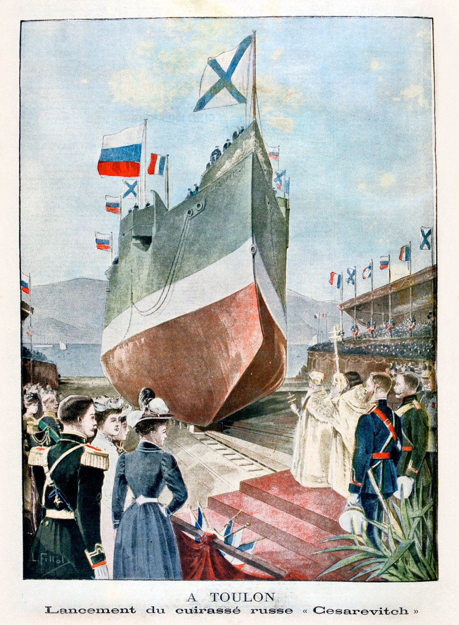 I Toulon, lancering af det russiske slagskib Cesarevitch, 1901 af Unbekannt