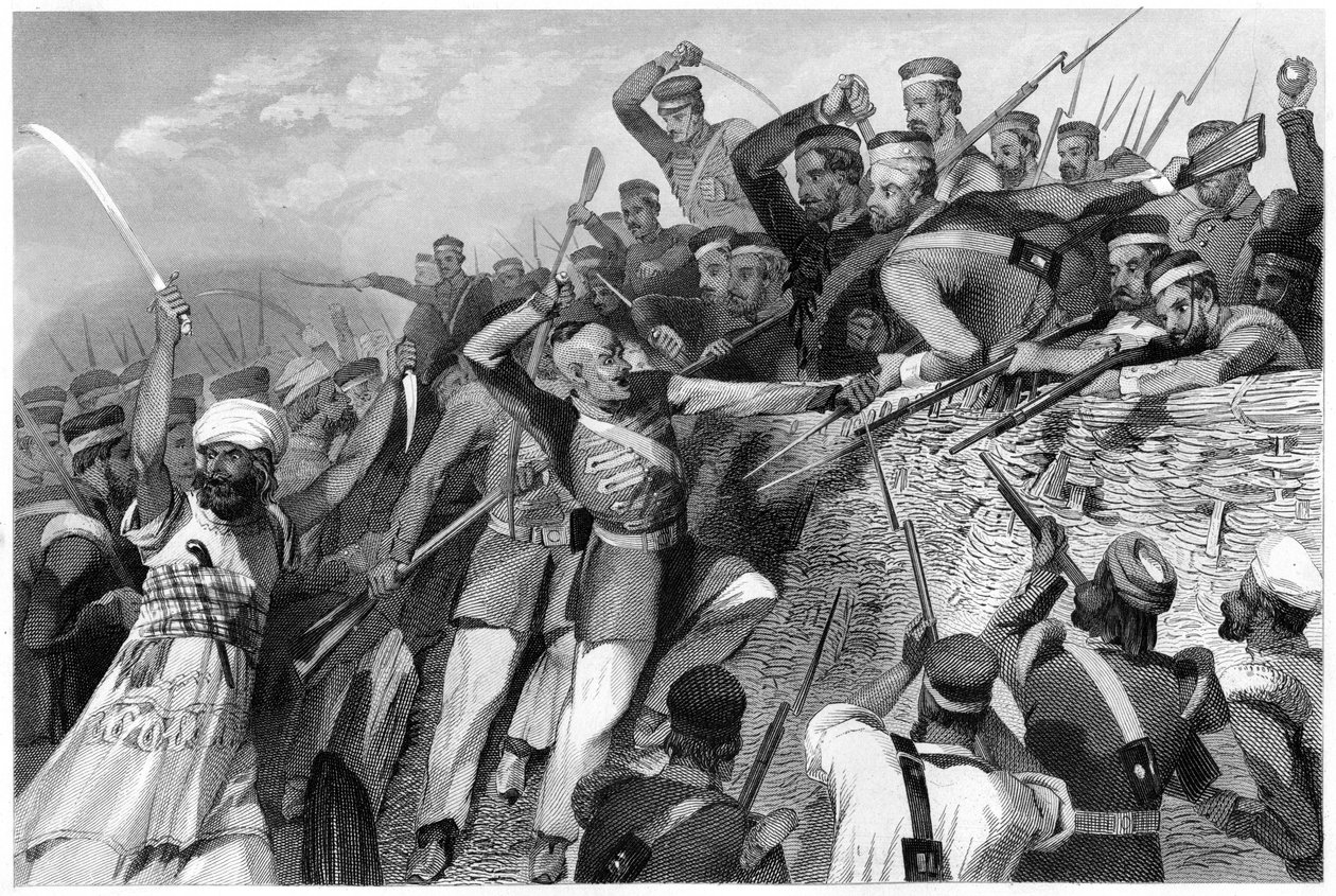 Angreb af mytterister på Redan-batteriet i Lucknow, 30. juli 1857, c1860 af Unbekannt