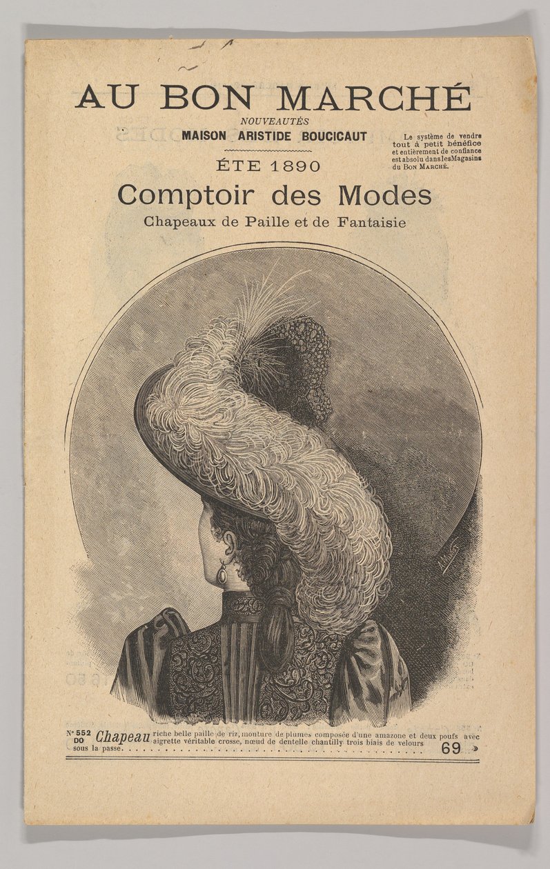 Au Bon Marché-Comptoir des Modes, Fancy stråhatte, sommer 1890, 1890. af Unbekannt