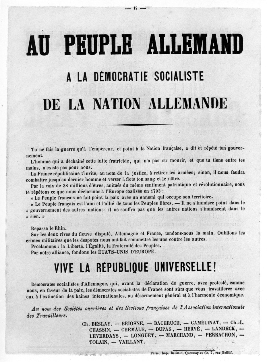 Til det tyske folk, fra franske politiske plakater af Pariserkommunen, maj 1871 af Unbekannt