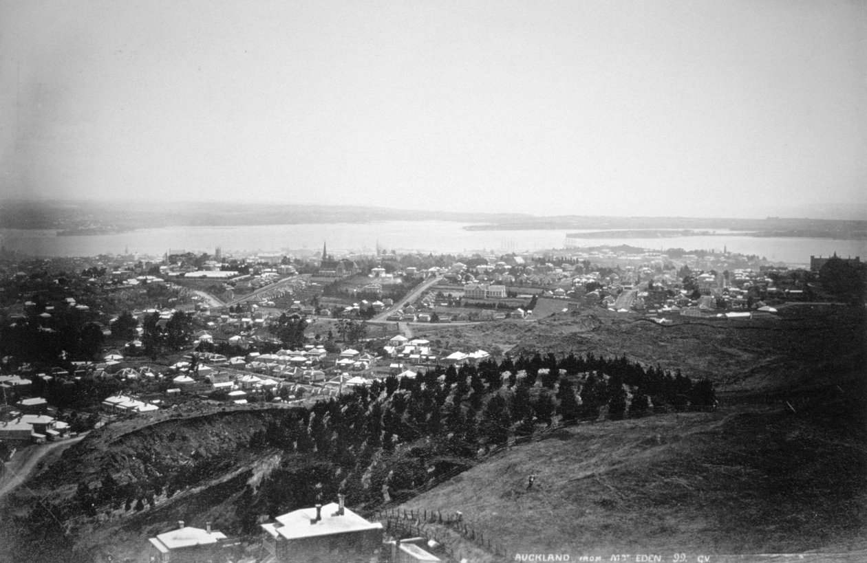 Auckland fra Mt Eden, New Zealand, 1899 af Unbekannt