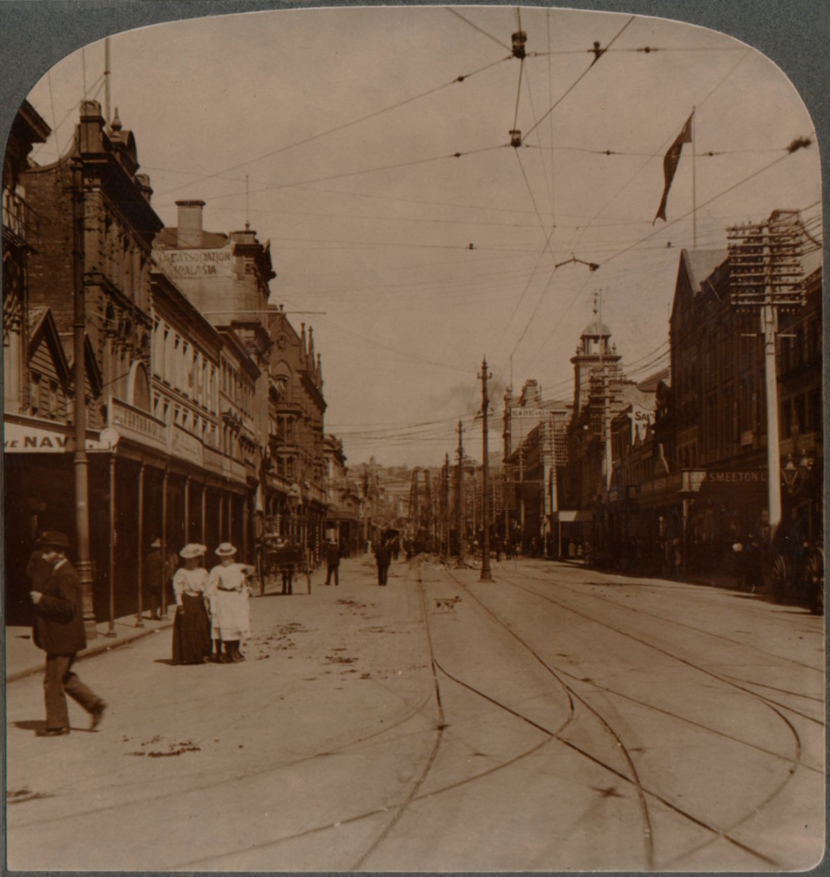 Aucklands hovedforretningsvej, Queen St., ser S., New Zealand, c1900 af Unbekannt