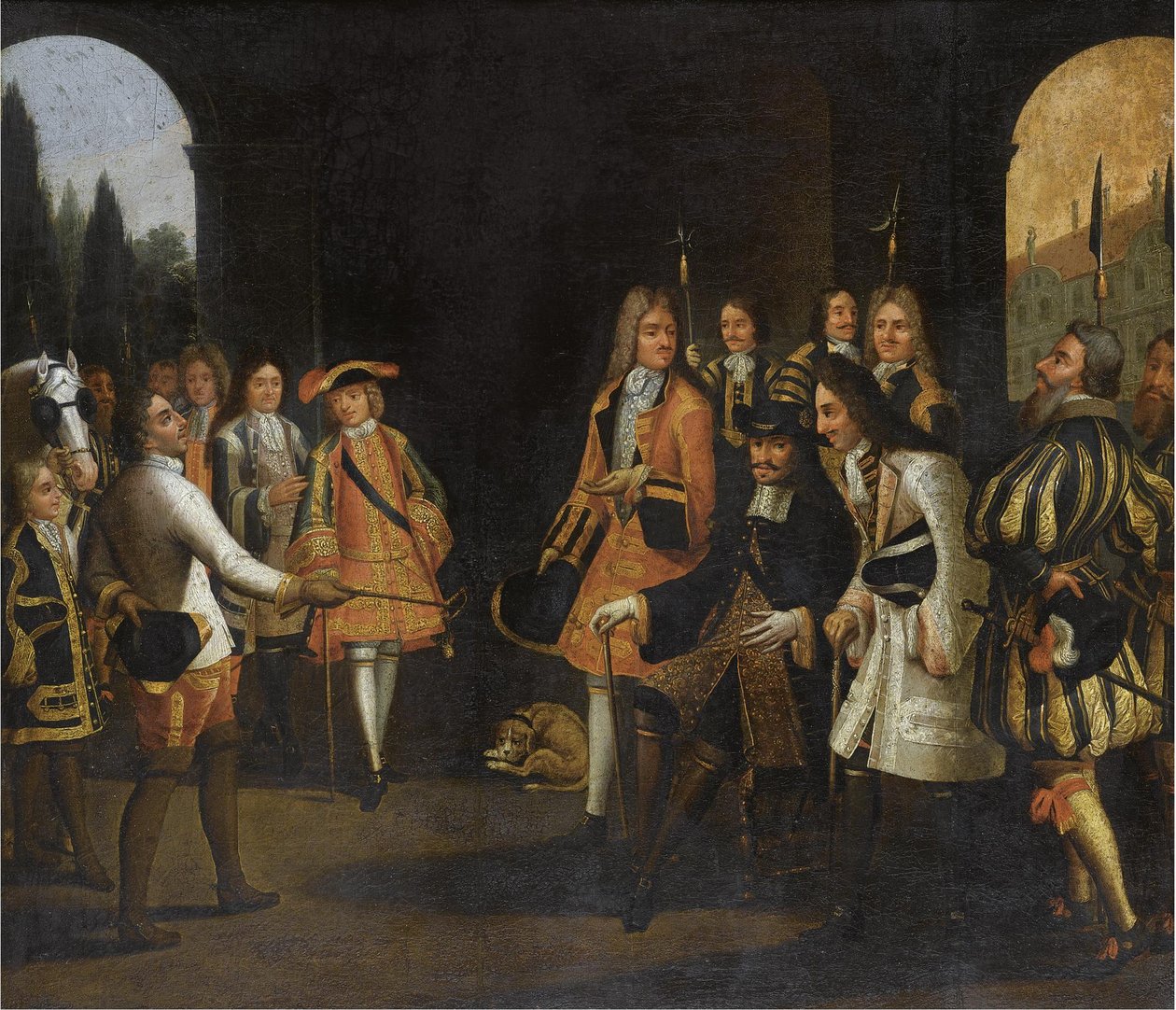 Audiens af Ludvig XIV med zar Peter den Store i Versailles, 1717, første halvdel af det 18. århundrede. af Unbekannt