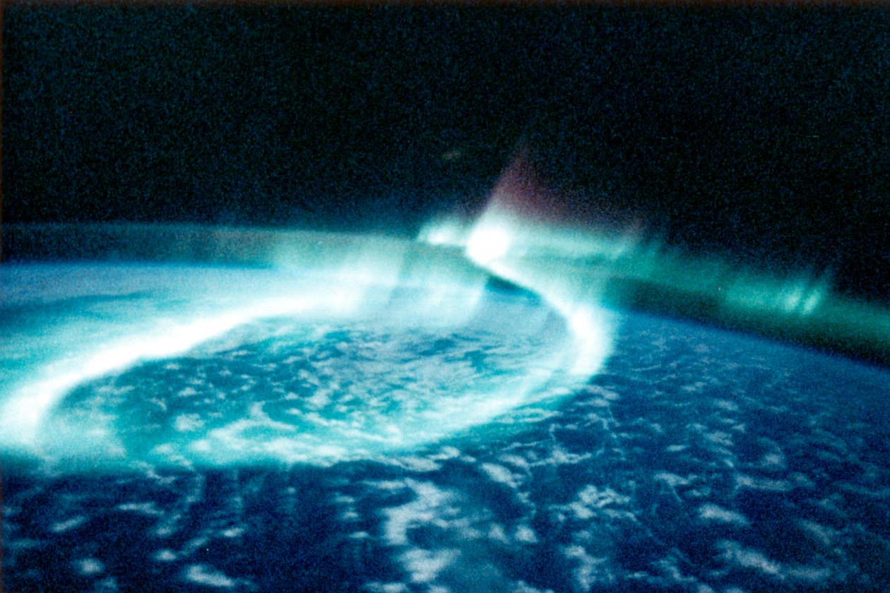 Aurora Borealis nordlys set fra rummet af Unbekannt