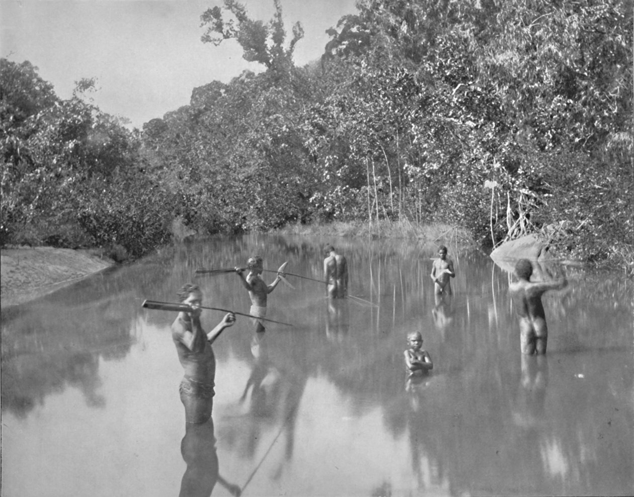 Australske aboriginer, der spyr fisk, 1800-tallet af Unbekannt