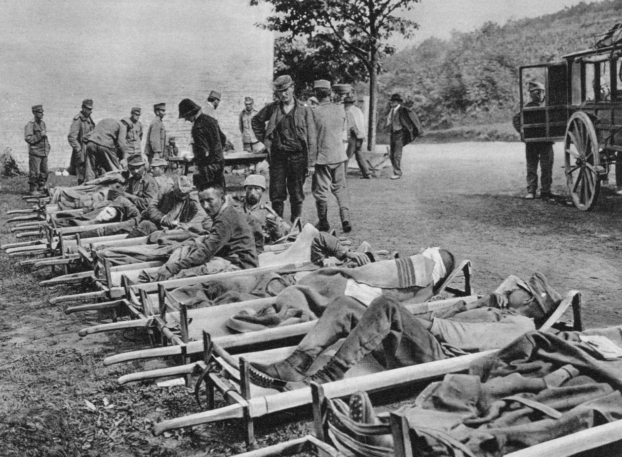 Østrigske soldater på vej til hospitalet, Slaget ved Isonzo, Første Verdenskrig, 1915 af Unbekannt