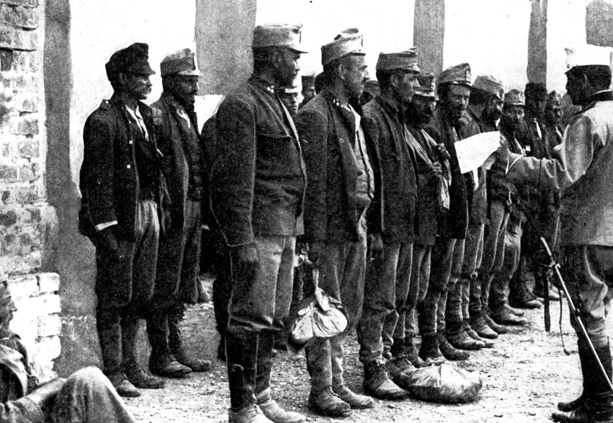 Østrigske tropper overgiver sig uden at affyre et skud, 1914 af Unbekannt