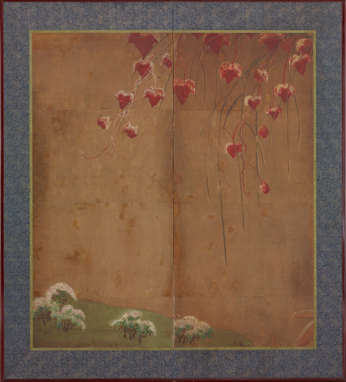 Efterårsvin, fjerne træer og sne, Edo-perioden, 1615-1868. af Unbekannt