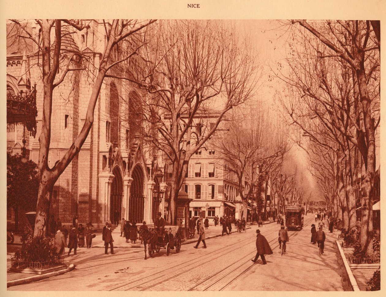 Avenue de la Victoire og Notre-Dame kirke, Nice, 1930. af Unbekannt