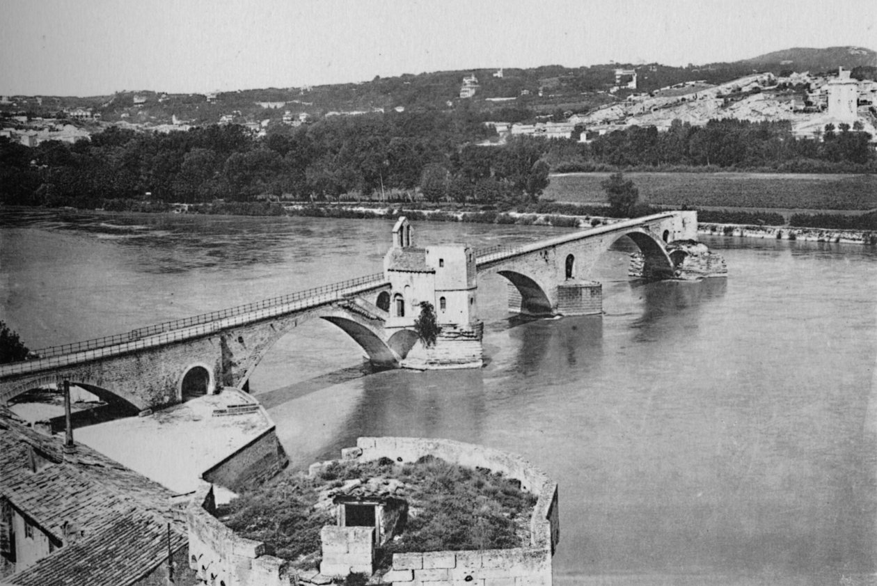 Avignon - St. Benezet-broen og Rhone-dalen, udsigt taget fra Doms Fort, c1925 af Unbekannt