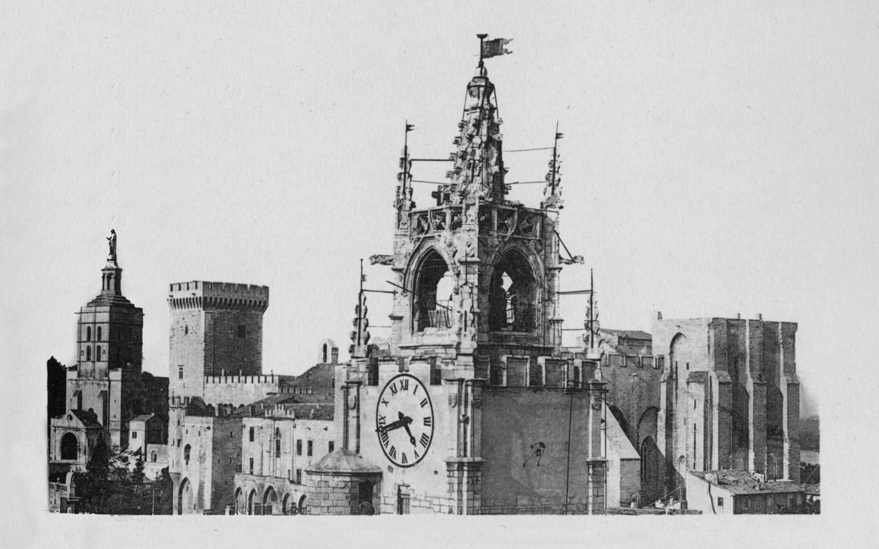 Avignon - Jacquemart-tårnet, kirken Notre-Dame of Doms og pavepaladset, c1925 af Unbekannt