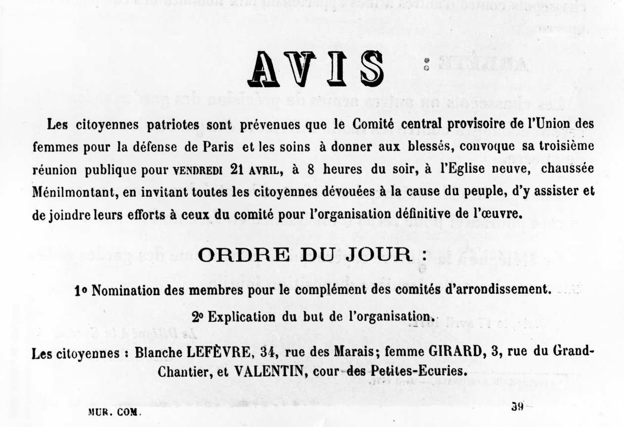 Avis, fra franske politiske plakater af Pariserkommunen, maj 1871 af Unbekannt