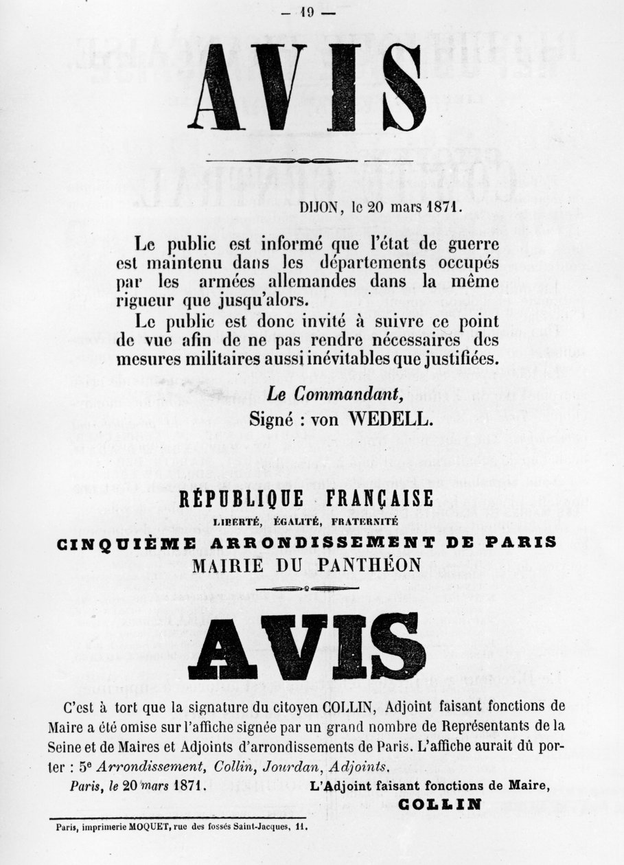Avise, fra franske politiske plakater af Pariserkommunen, maj 1871 af Unbekannt