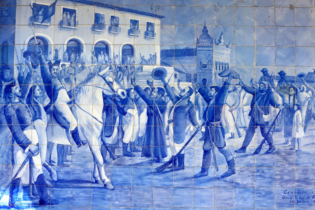 Azulejo-mosaik, der viser Cachoeira-folk, der jubler over prins Pedro, der førte Brasilien til uafhængighed, Cachoeira, Brasilien af Unbekannt