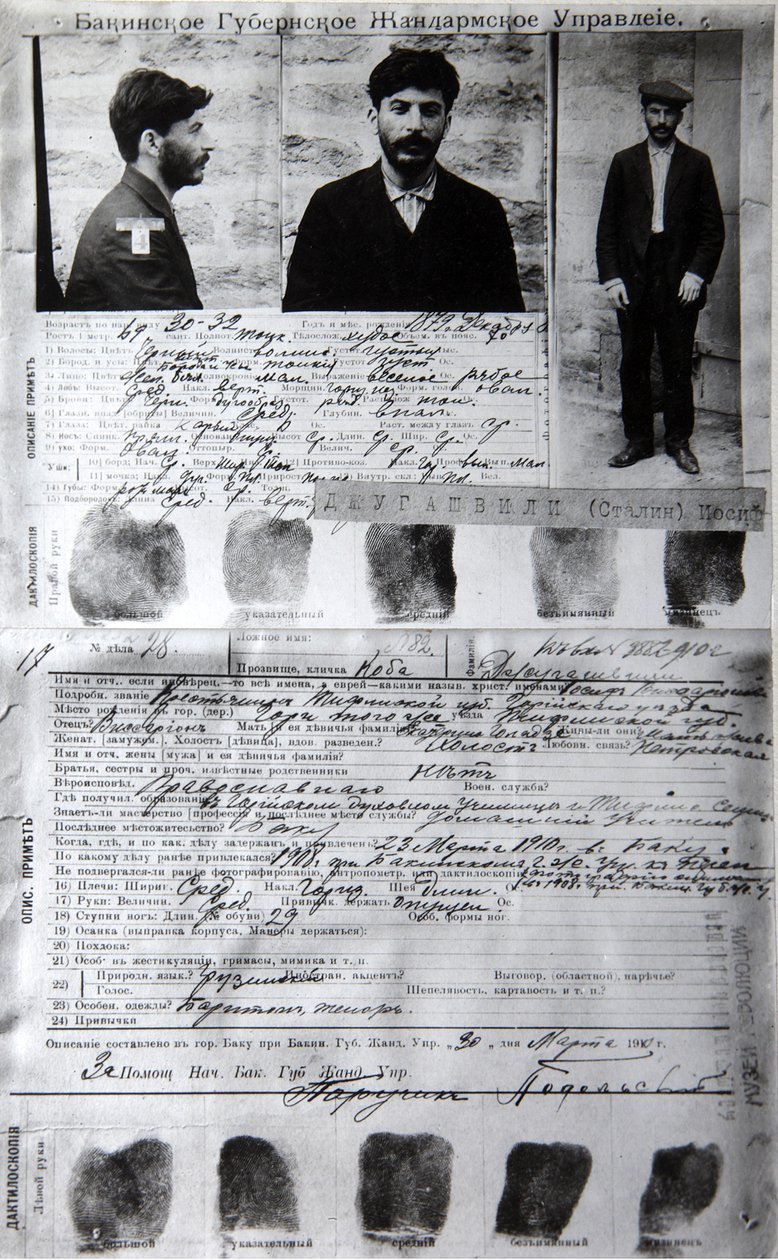 Baku politiform af den politiske forbryder J Jugashvili Stalin, 1910 af Unbekannt