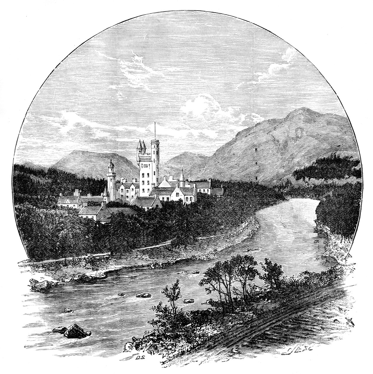 Balmoral Castle og River Dee, Skotland, c1888 af Unbekannt