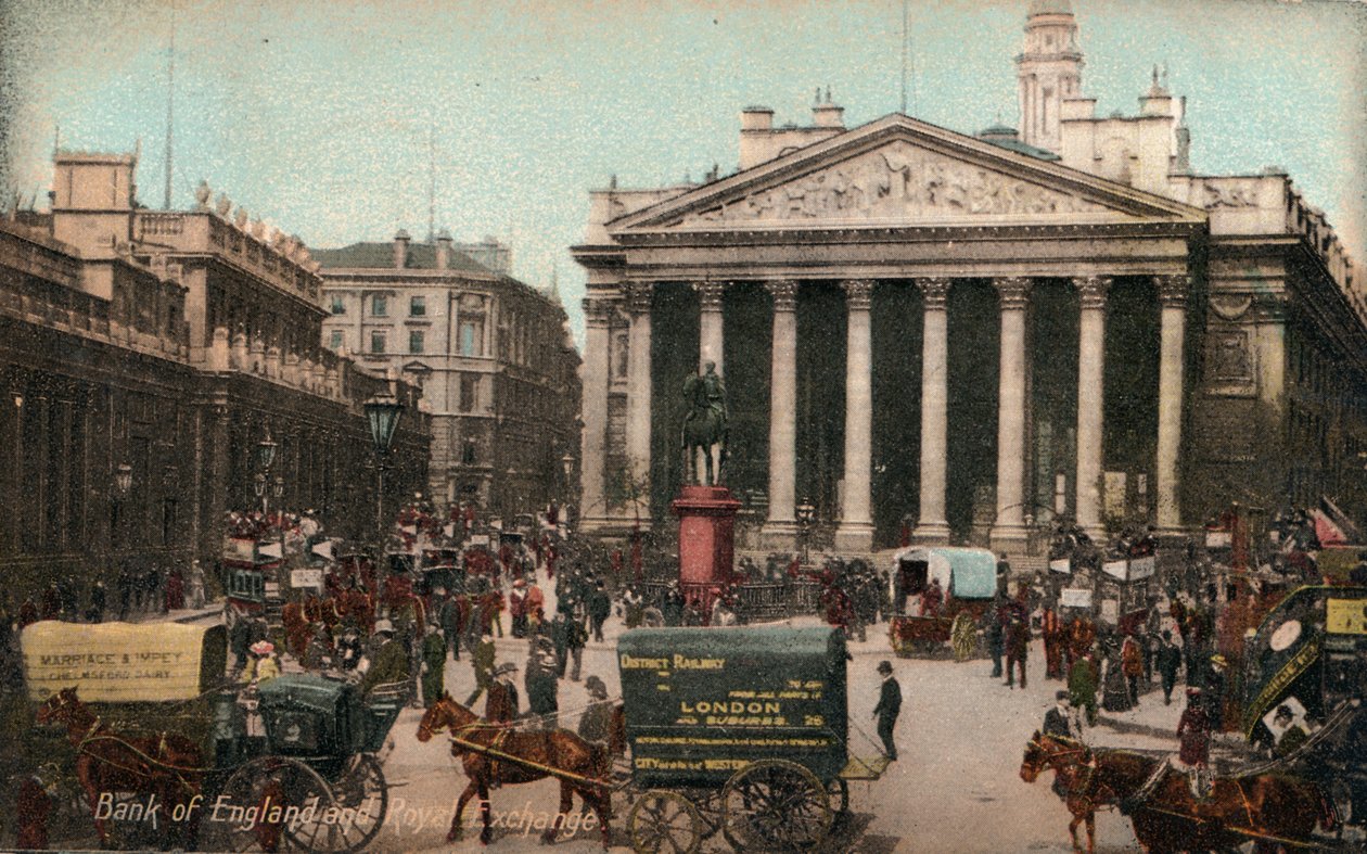 Bank of England og Royal Exchange, c1910 af Unbekannt