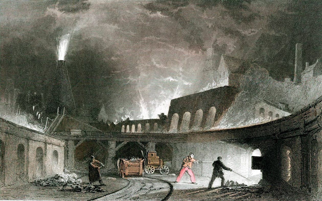 Bank of furnaces, Lymington Iron Works, Tyneside, England, 1835 af Unbekannt