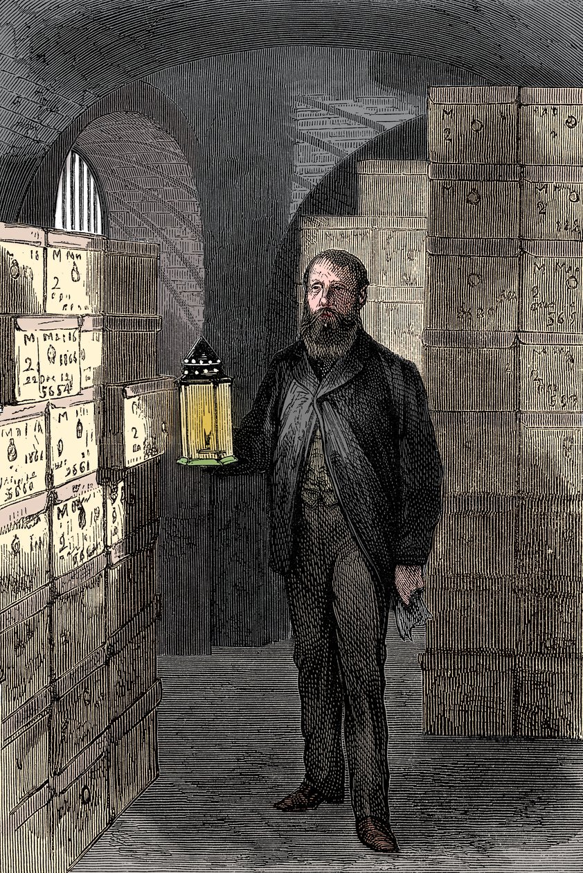 Seddellager i Bank of Englands hvælvinger, c1870 af Unbekannt