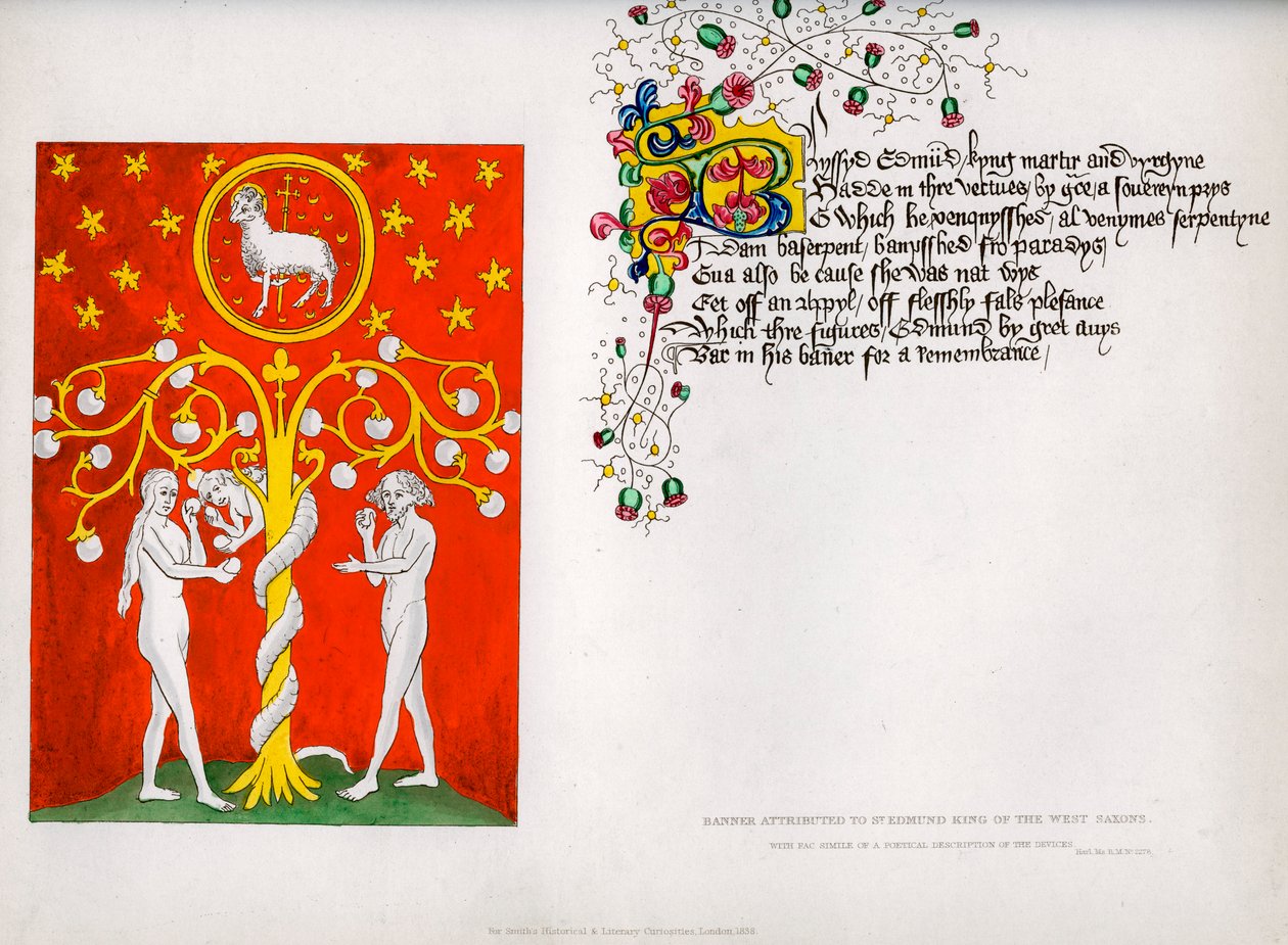 Banner og digt, c1400-tallet, 1840 af Unbekannt