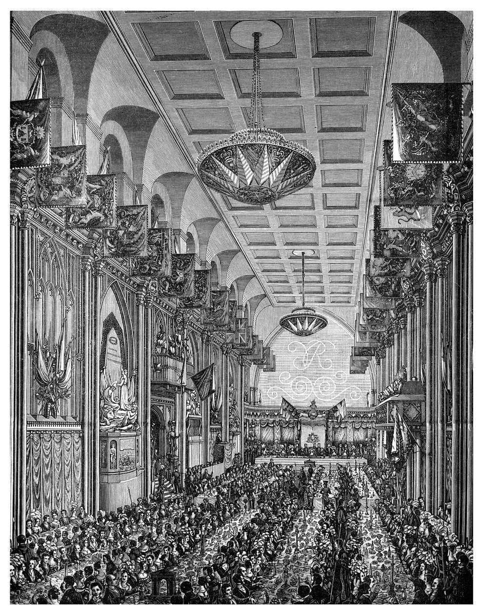 Banket i den store sal for dronning Victoria, Guildhall, City of London, november 1837 1886 af Unbekannt