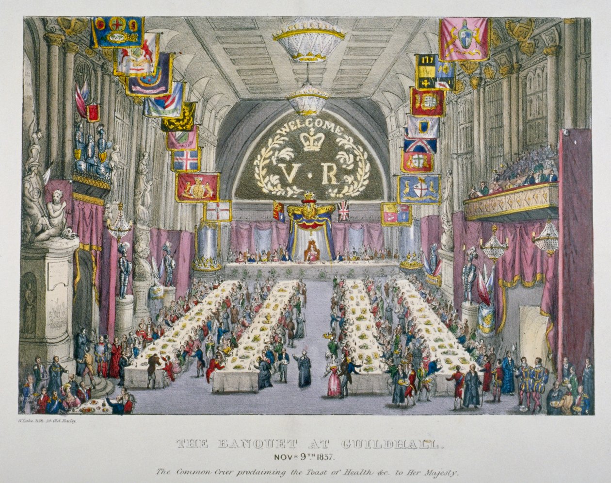 Banket i Guildhall til ære for dronning Victoria, City of London, 1837 af Unbekannt