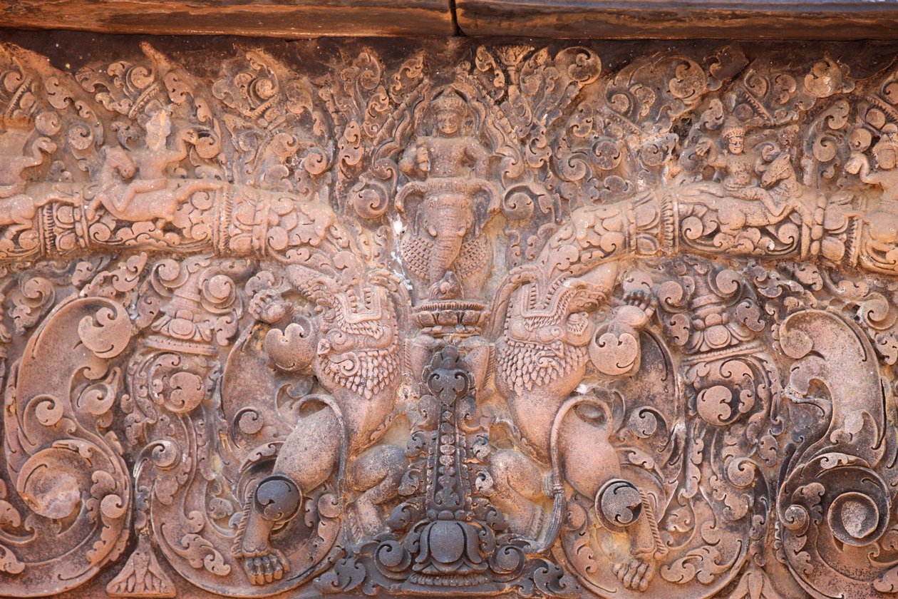 Banteay Srei-templet i Angkor i Cambodja. Indviklet udskåret. Siem Reap Cambodia af Unbekannt