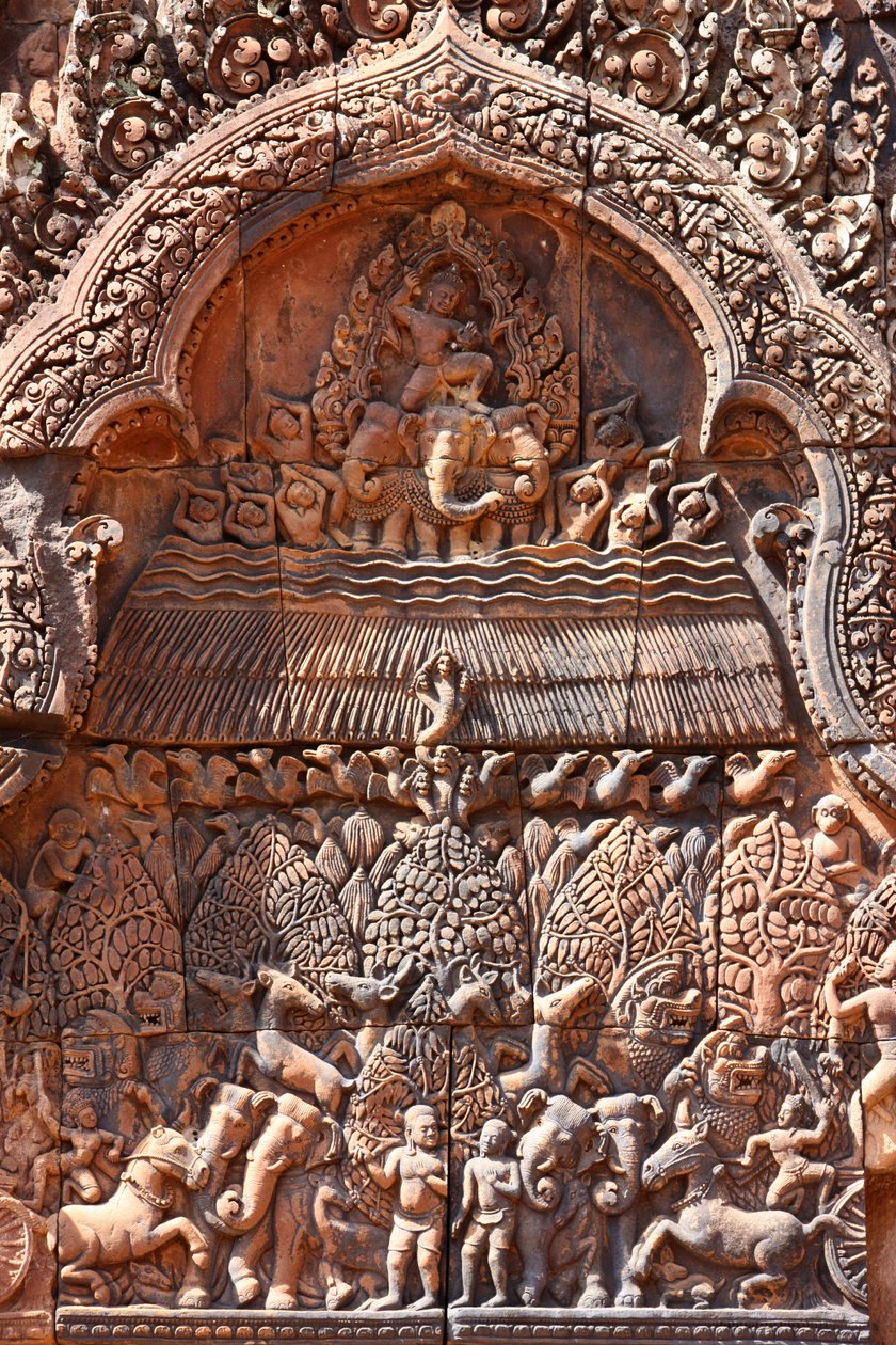 Banteay Srei-templet i Angkor i Cambodja. Indviklet udskåret. Siem Reap Cambodia af Unbekannt