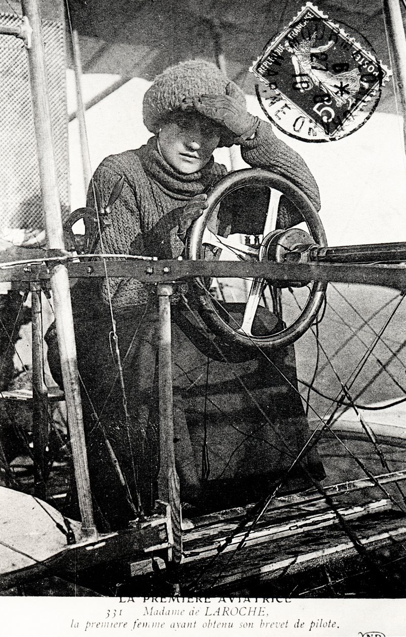Baronesse Raymonde Delaroche, fransk flyver, 1909 af Unbekannt