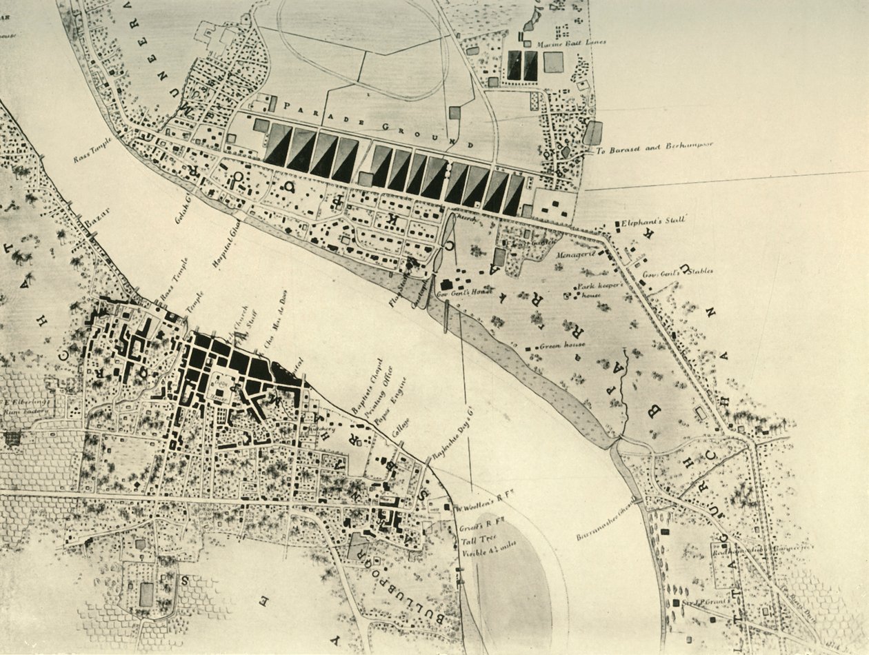 Barrackpore Park and Cantonment, 1841, 1925. af Unbekannt