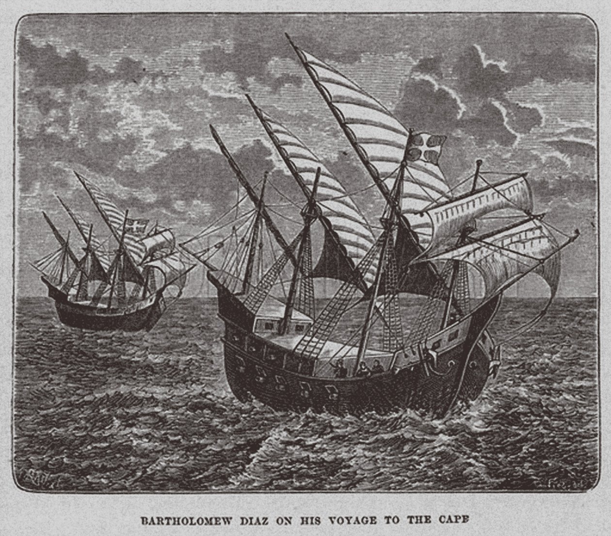 Bartholomew Diaz på sin rejse til Sydafrika, 1878 af Unbekannt