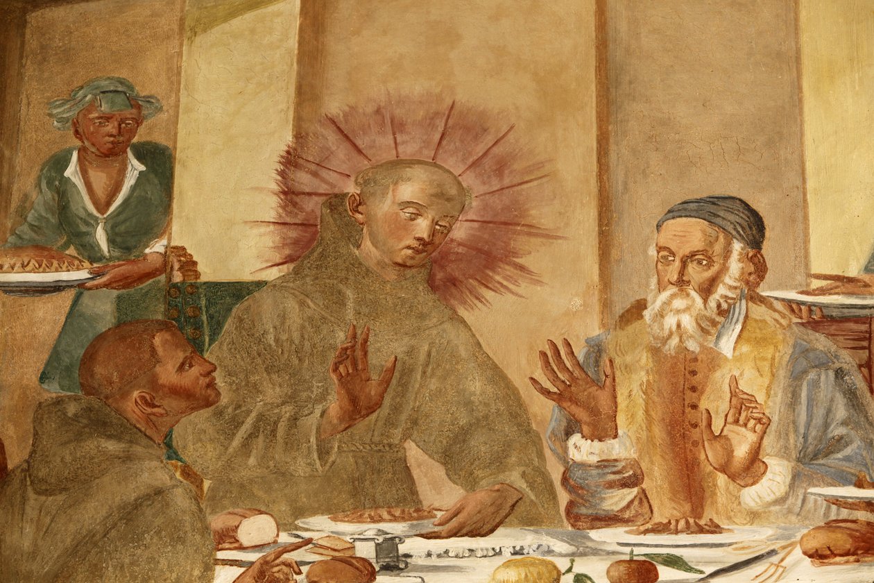 Basilikaen Santa Caterina, Galatina, Apulien Fresco i klosteret Malet af BrJoseph af Gravina i 1696, Galatina, Italien af Unbekannt