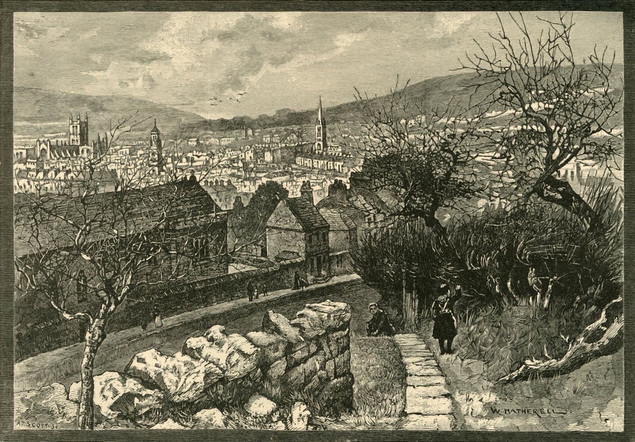 Bath, fra Beechen Cliff, 1898. af Unbekannt