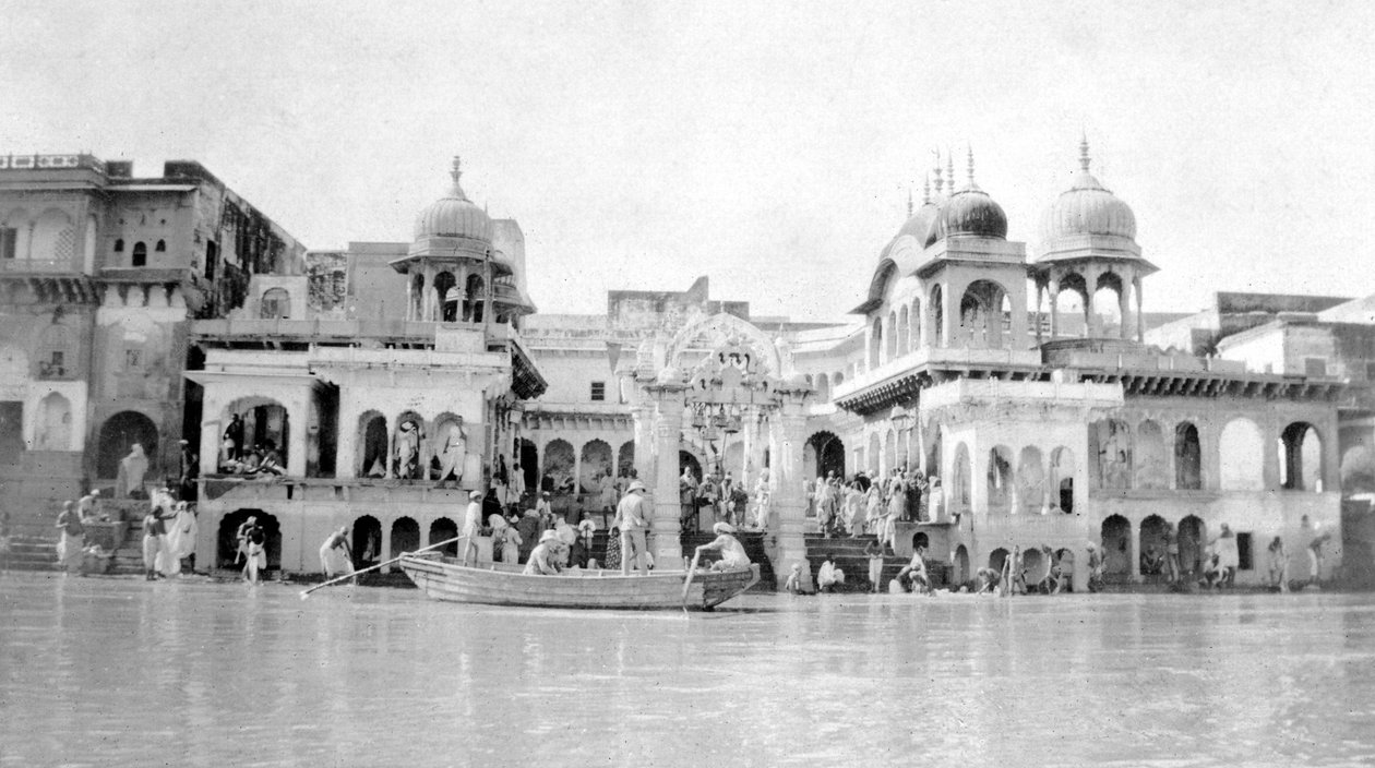 Badende ghats, Mathura, Indien, 1916-1917 af Unbekannt