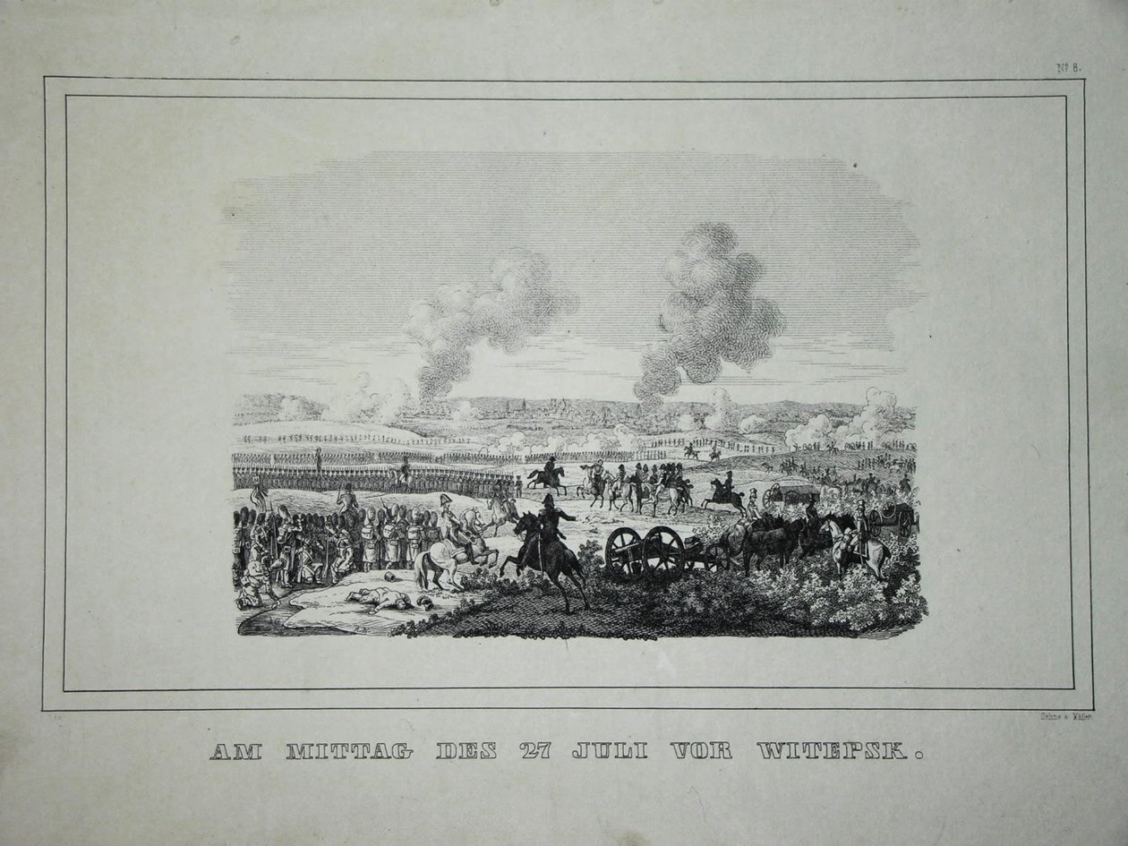 Kamp mellem russiske tropper og fransk kavaleri nær Ostrovno 25.-26. juli 1812 af Unbekannt