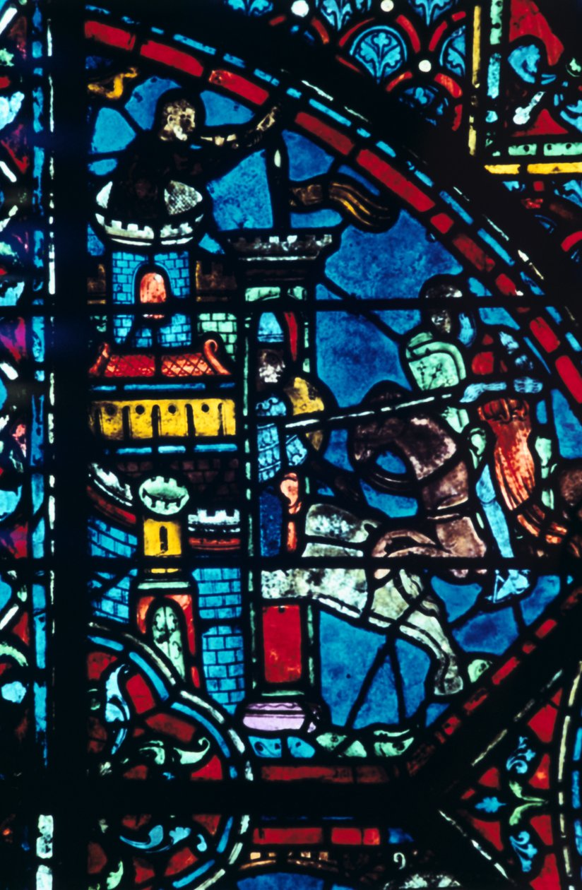 Kamp om en by, farvet glas, Chartres Cathedral, Frankrig, c1225 af Unbekannt
