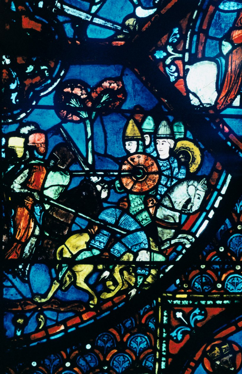 Slaget ved Sahagun, farvet glas, Chartres Cathedral, c1225 af Unbekannt