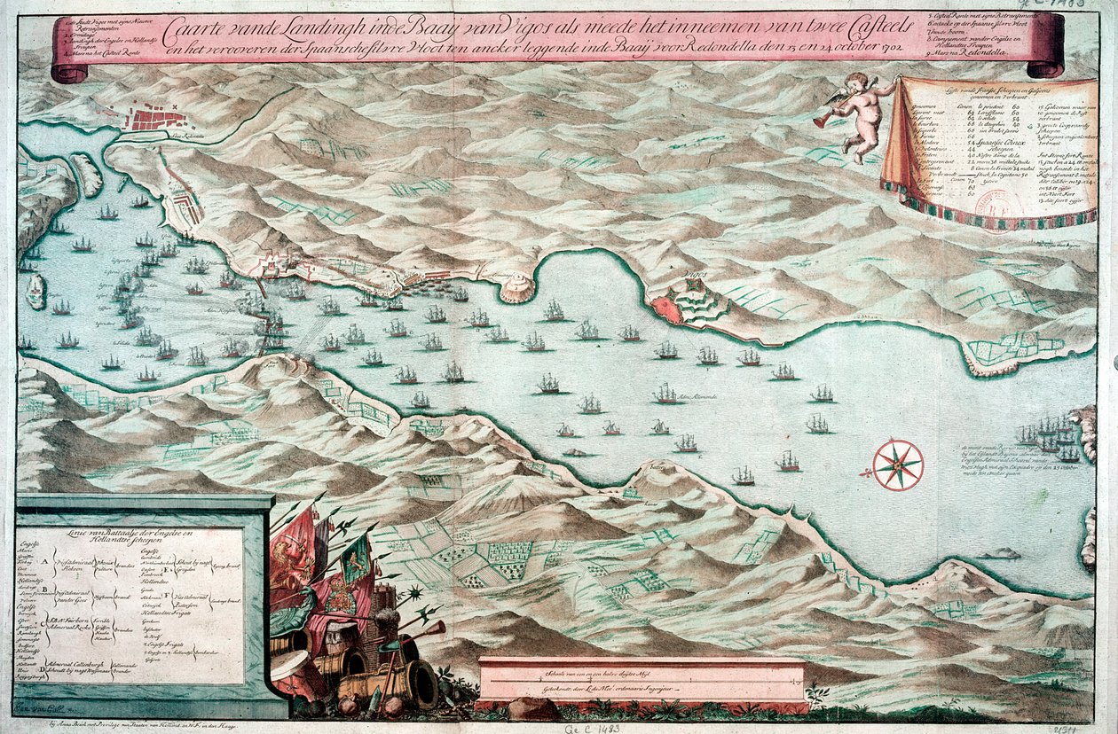 Slaget ved Vigo Bay, Spanien, 12. oktober 1702 af Unbekannt