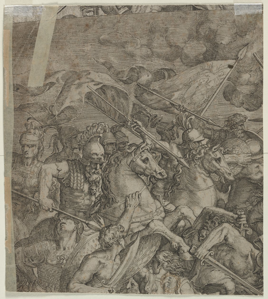 Battle of the Milvian Bridge-fragment på bagsiden, 1500-tallet. af Unbekannt