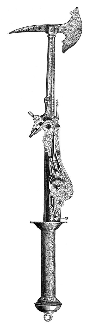 Slagøkse og pistol, 1500-tallet, 1870 af Unbekannt