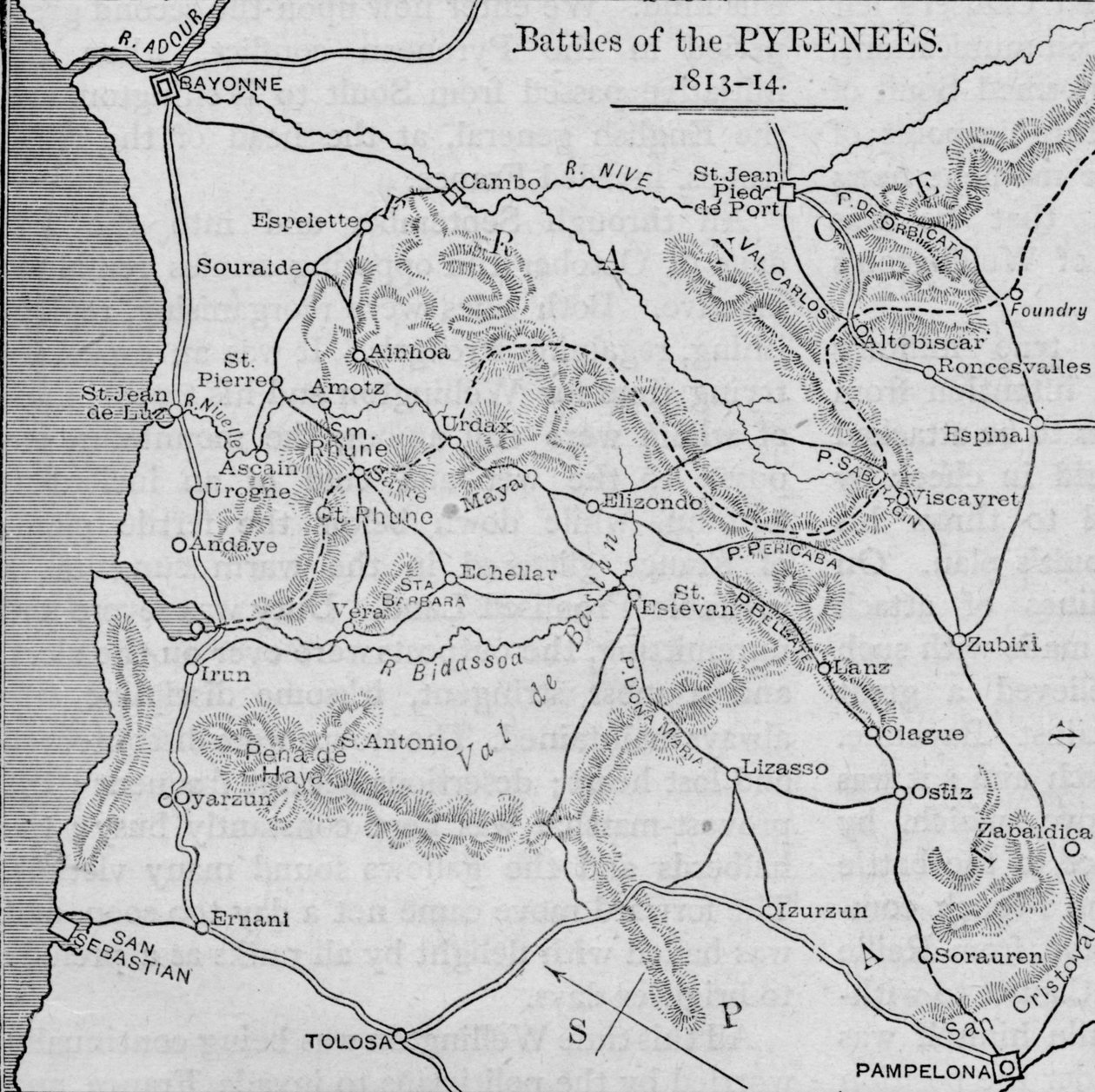 Battles of the Pyrenees: Sketch Map, 1902 af Unbekannt